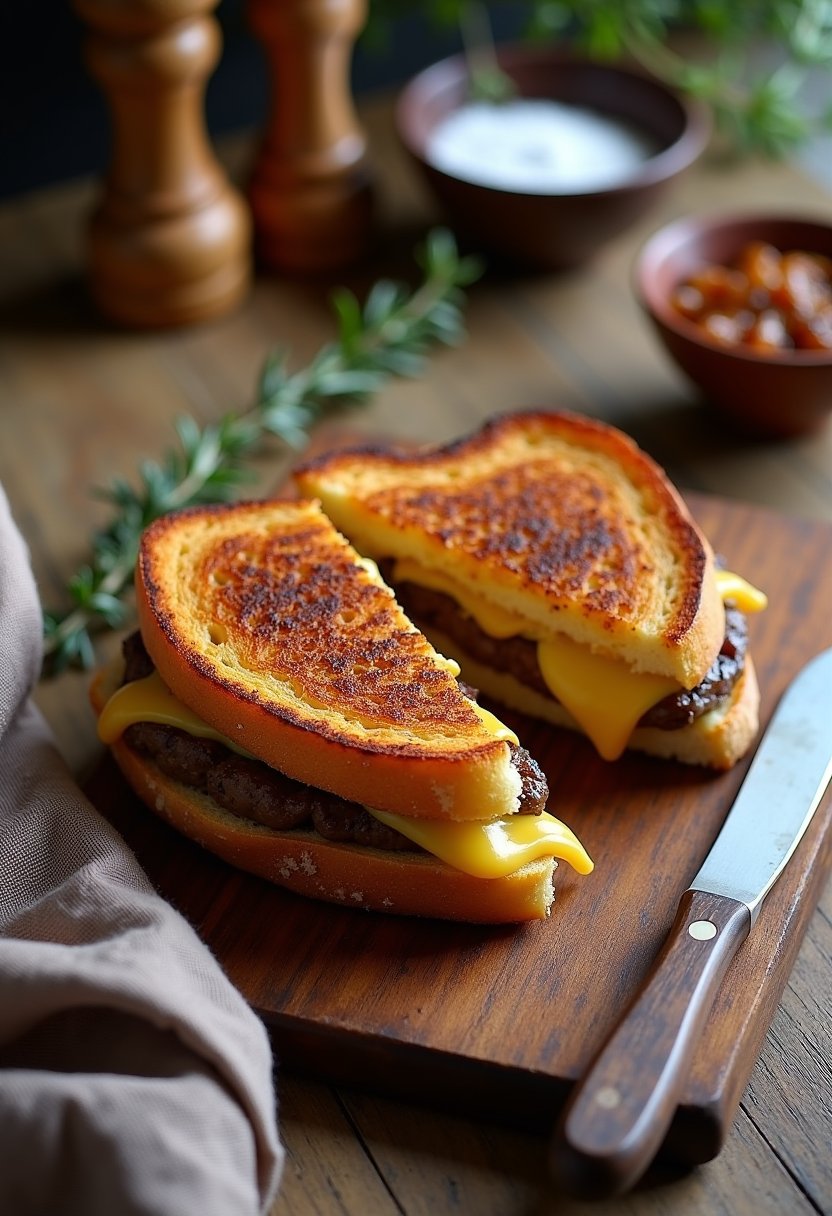 Grilled Cheese Patty Melts Recipe final dish
