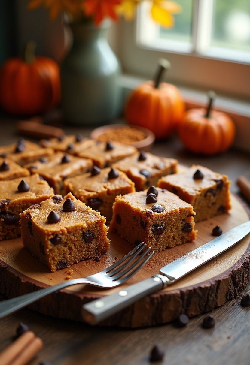 Fudgy Pumpkin Chocolate Chip Bars Recipe dish