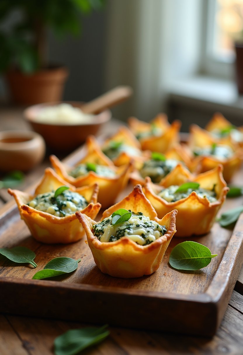 Spinach-artichoke Dip Wonton Cups Recipe final dish