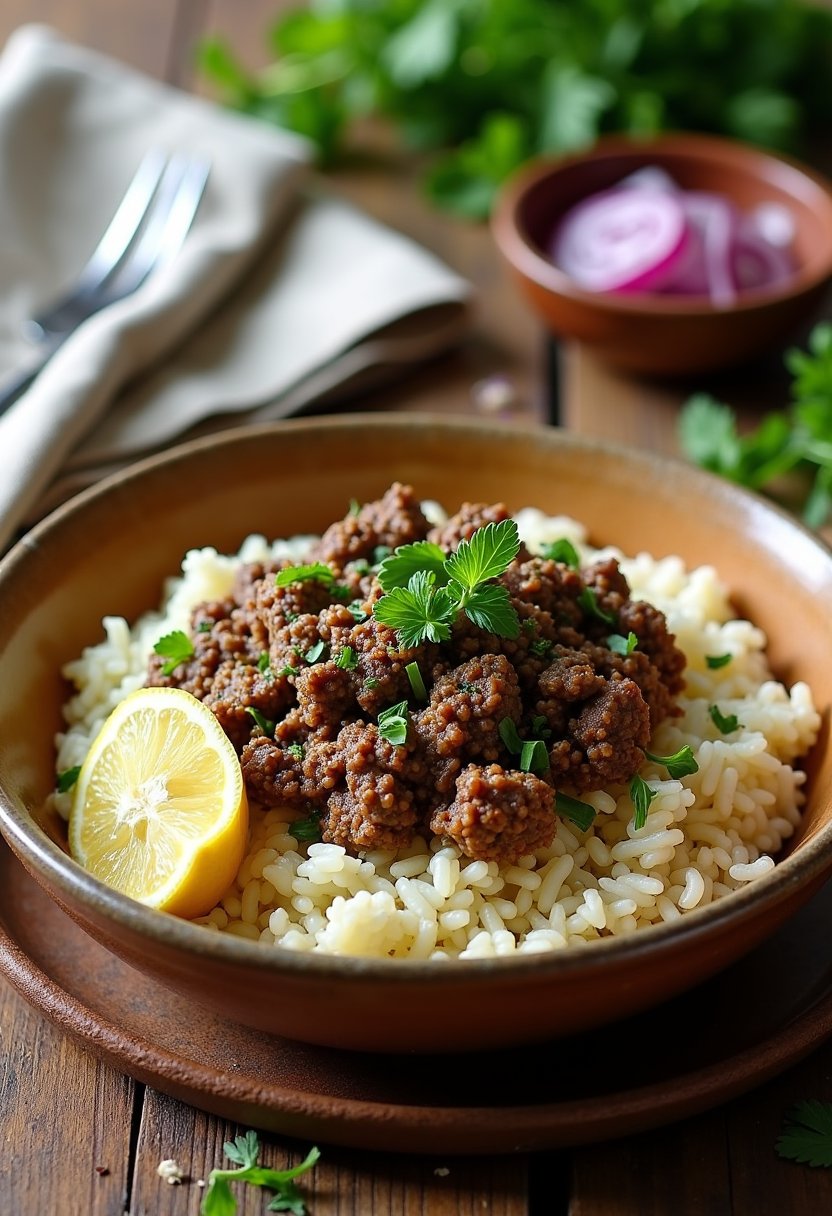 Ground Lamb and Rice Recipe dish